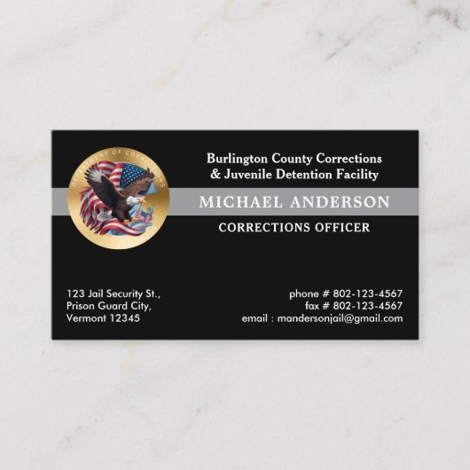 Custom Correctional Officer Jail Security Logo Visitekaartje (Voorkant)