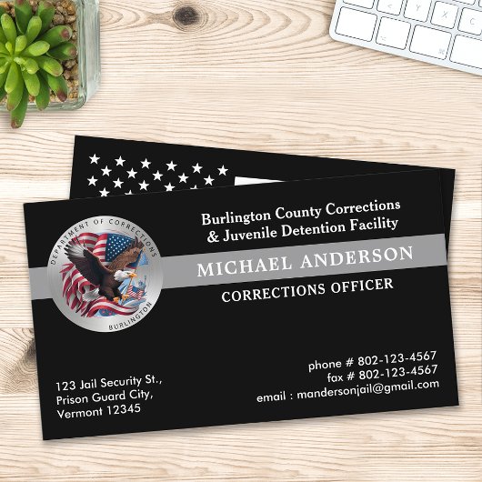 Custom Correctional Officer Wetshandhaving Logo Visitekaartje