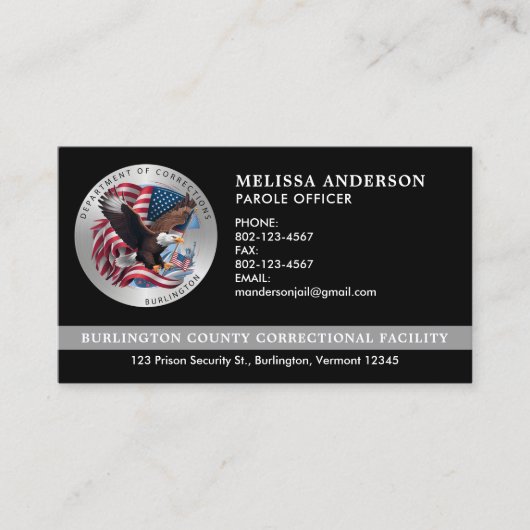 Custom Corrections Officer Gevangeniswacht Gevange Visitekaartje (Voorkant)
