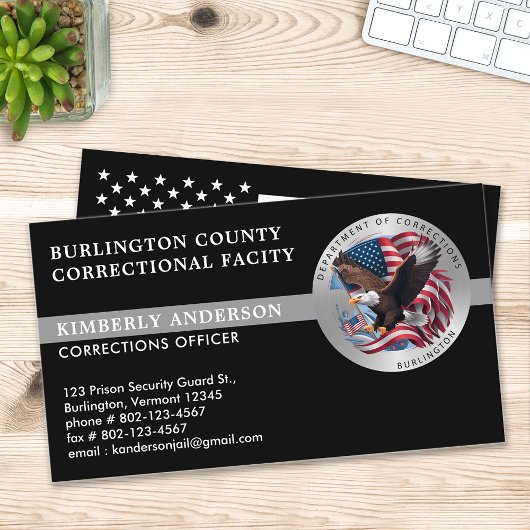 Custom Corrections Officer Parole Jailer Logo Visitekaartje