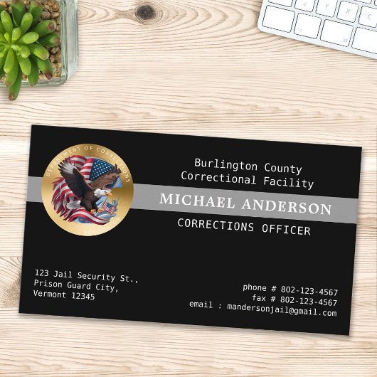 Custom Corrections Officer Parole Politie Logo Visitekaartje