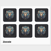 Custom Cosmic Bull Zodiac Symbol Black Gold Taurus Vierkante Sticker (Vel)