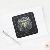 Custom Cosmic Bull Zodiac Symbol Black Gold Taurus Vierkante Sticker (Envelop)