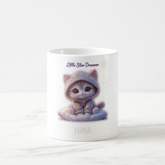 Custom Cosmic Cat Mug – Personalized Pastel Galaxy Koffiemok (Center)