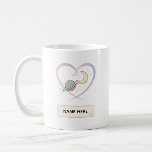 Custom Cosmic Heart Name Mug Koffiemok (Links)