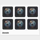 Custom Cosmic Twin Zodiac Symbol Black Gold Gemini Vierkante Sticker (Vel)