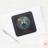 Custom Cosmic Twin Zodiac Symbol Black Gold Gemini Vierkante Sticker (Envelop)