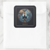 Custom Cosmic Twin Zodiac Symbol Black Gold Gemini Vierkante Sticker (Tas)