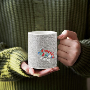 Custom Cosy Grey Knit Winter   Vrolijk kerstfeest Koffiemok