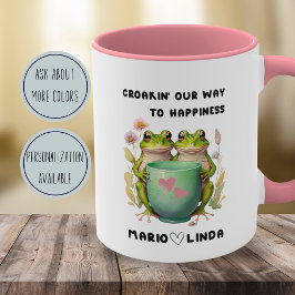 Custom cottagecore paar jubileum bloemenkikker tweekleurige koffiemok