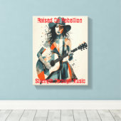 Custom Country Girl Gitarist Art Inspirerend Canvas Afdruk (Insitu (Houten vloer))