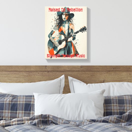 Custom Country Girl Gitarist Art Inspirerend Canvas Afdruk (Insitu (Slaapkamer))