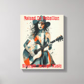 Custom Country Girl Gitarist Art Inspirerend Canvas Afdruk (Voorkant)
