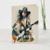 Custom Country Girl Gitarist Art Inspirerend Folie Wenskaart (Voorkant)