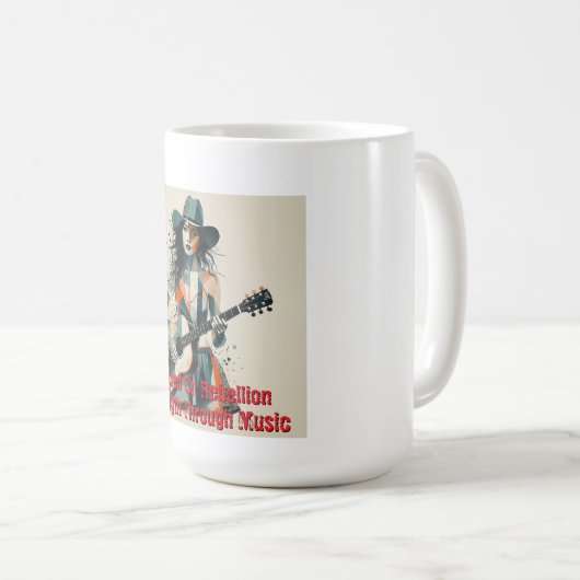 Custom Country Girl Gitarist Art Inspirerend Koffiemok (Voorkant rechts)