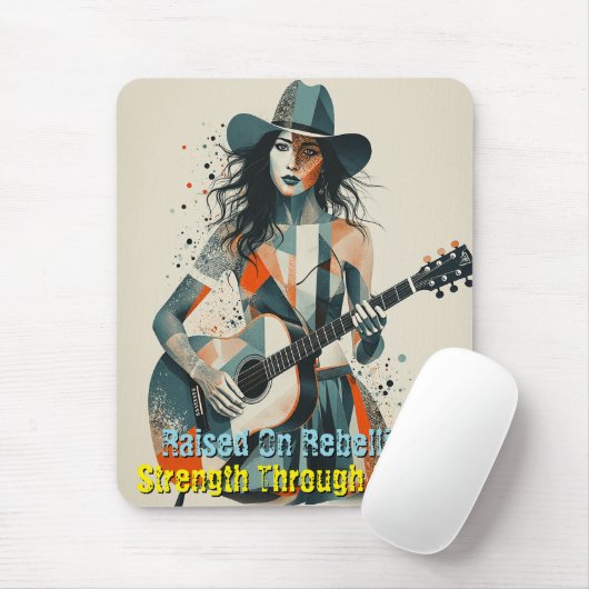 Custom Country Girl Gitarist Art Inspirerend Muismat (Met muis)