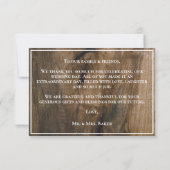 Custom Country Westerne rustieke houten bruiloft Bedankkaart (Achterkant)