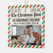 Custom Couple Anniversary Gift Christmas Newspaper Keramisch Ornament (Links)