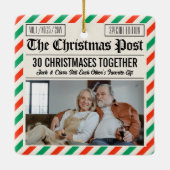 Custom Couple Anniversary Gift Christmas Newspaper Keramisch Ornament (Achterkant)
