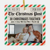 Custom Couple Anniversary Gift Christmas Newspaper Keramisch Ornament (Voorkant)