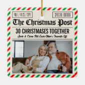 Custom Couple Anniversary Gift Christmas Newspaper Keramisch Ornament (Achterkant)