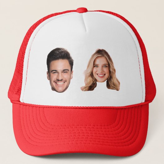Custom Couple Face Love Hat | Anniversary Gift Trucker Pet (Voorkant)