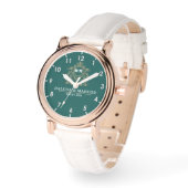 Custom couple floral names monogram  green horloge (Hoek)