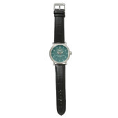 Custom couple floral names monogram green horloge (Vlak)