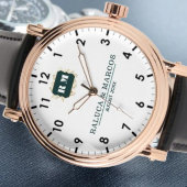 Custom couple floral names monogram wedding horloge