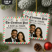 Custom Couple Gift Our First Christmas Newspaper Keramisch Ornament