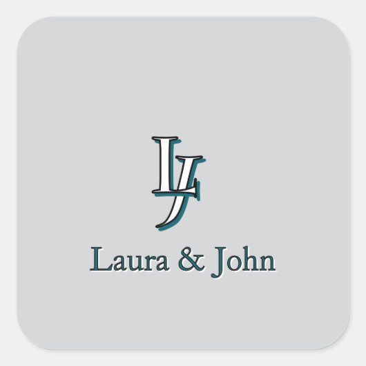 Custom Couple Initials and Names Stickers (Voorkant)