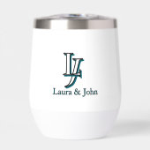 Custom Couple Initials and Names Water Bottle (Voorkant)