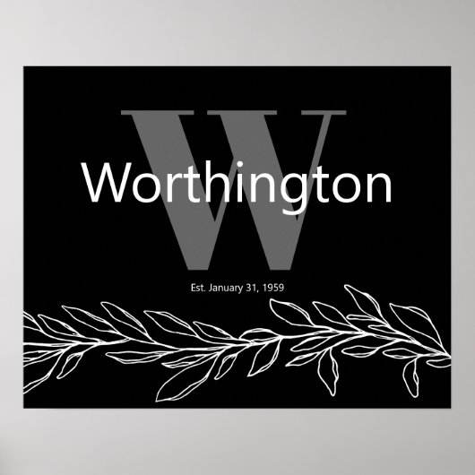 Custom Couple Last Name Elegant Wedding Print (Voorkant)