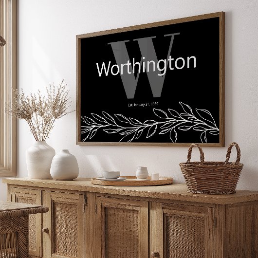 Custom Couple Last Name Elegant Wedding Print