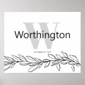 Custom Couple Last Name Wedding Sign Gift Poster (Voorkant)