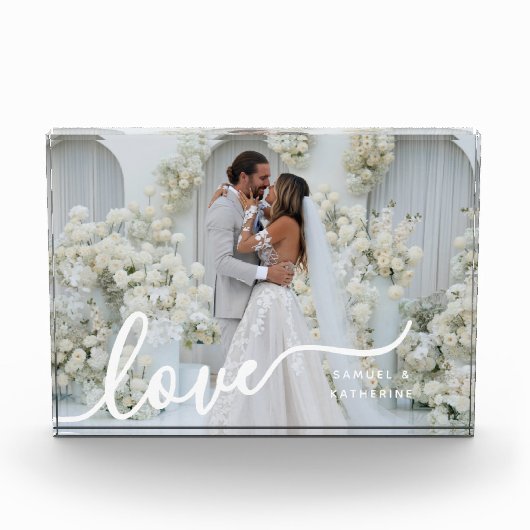 Custom Couple Love Script Photo Block Fotoblokken (Voorkant)