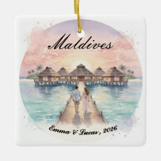 Custom Couple Maldives Honeymoon Keepsake Keramisch Ornament