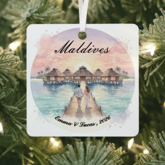 Custom Couple Maldives Honeymoon Keepsake Metalen Ornament