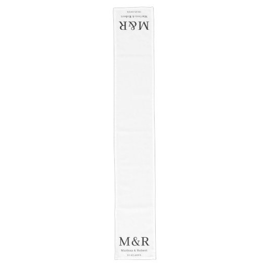 Custom Couple Monogram Wedding Table Runner  Lange Tafelloper (Voorkant)