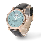 Custom couple names vintage floral monogram horloge (Hoek)