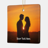 Custom Couple Photo Keramisch Ornament (Links)