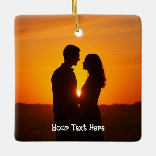 Custom Couple Photo Keramisch Ornament (Voorkant)