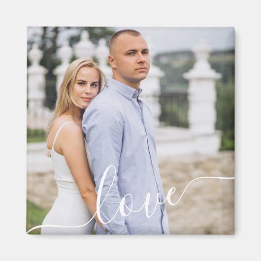 Custom Couple Photo Magnet with Love (Voorkant)