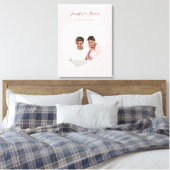 Custom Couple PhotoHeart Blush Pink Jubileum Canvas Afdruk (Insitu (Slaapkamer))