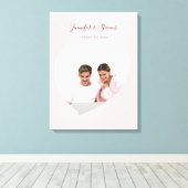 Custom Couple PhotoHeart Blush Pink Jubileum Canvas Afdruk (Insitu (Houten vloer))