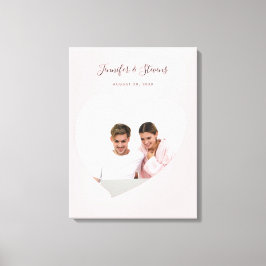 Custom Couple PhotoHeart Blush Pink Jubileum Canvas Afdruk