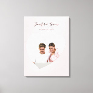 Custom Couple PhotoHeart Blush Pink Jubileum Canvas Afdruk