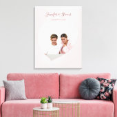 Custom Couple PhotoHeart Blush Pink Jubileum Canvas Afdruk (Insitu (Woonkamer))