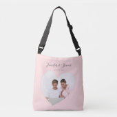 Custom Couple PhotoHeart Blush Pink Jubileum Crossbody Tas (Voorkant)