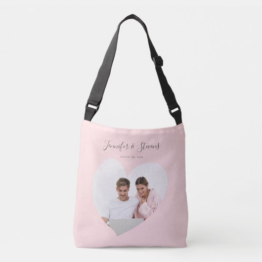 Custom Couple PhotoHeart Blush Pink Jubileum Crossbody Tas (Voorkant)